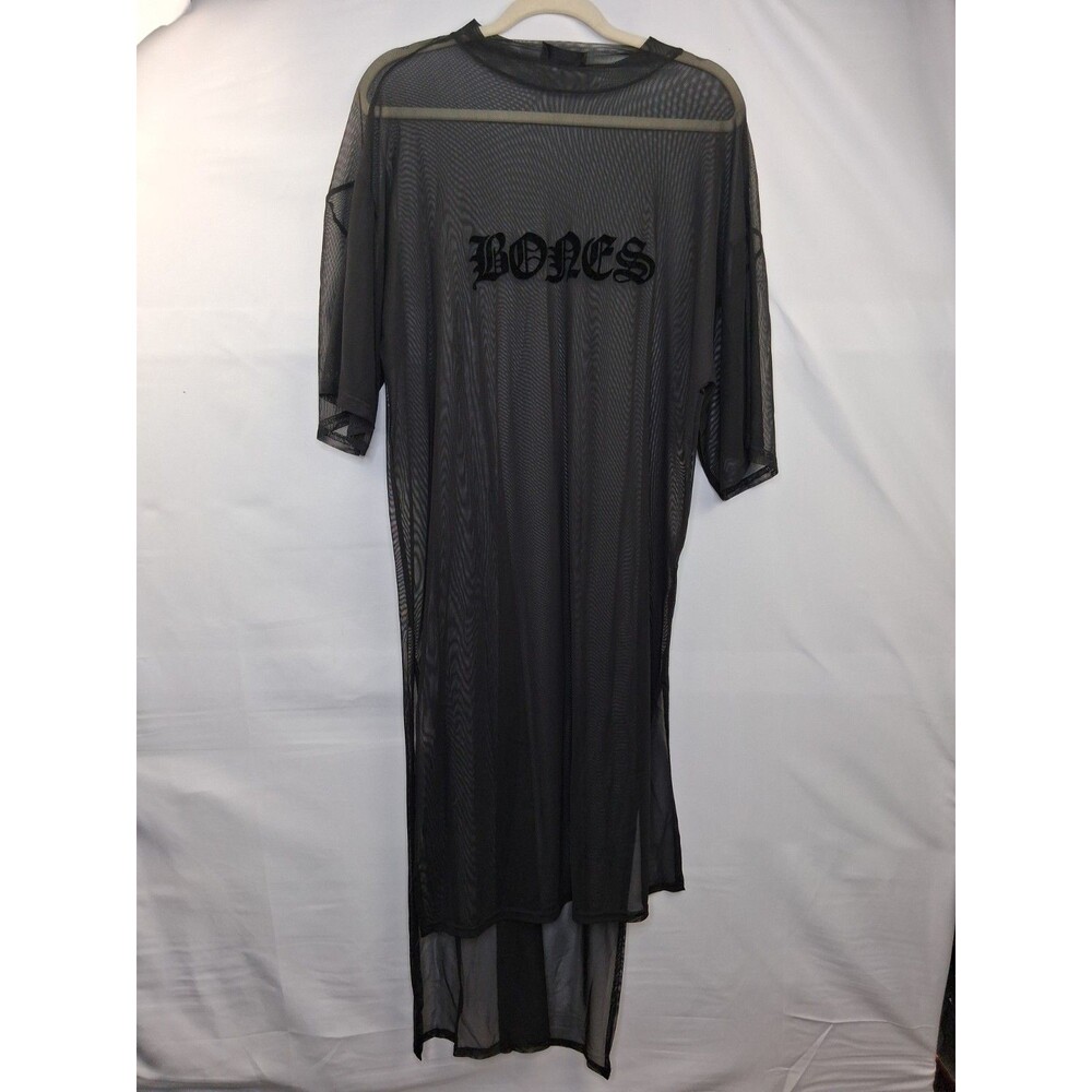 Bones Brand Sheer Mesh Maxi Dress Size S Goth Grunge Dark Romantic Witchy